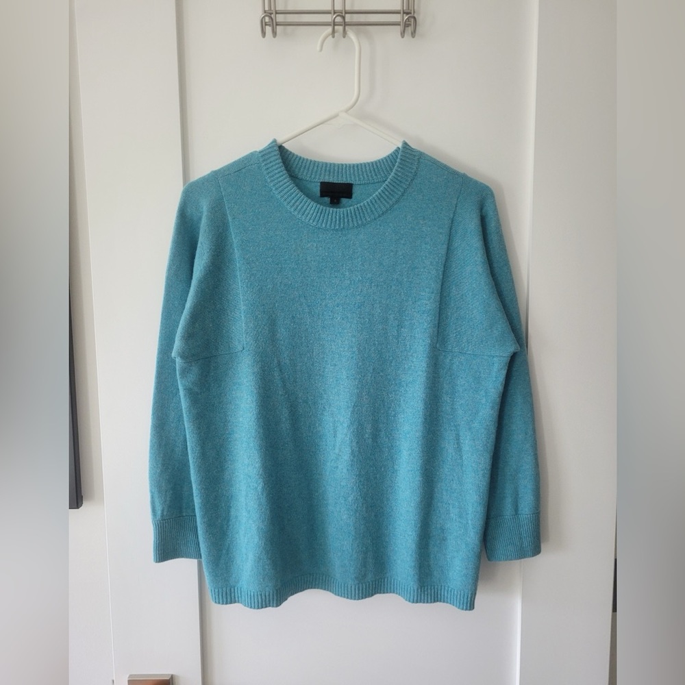 J Crew Collection Blue Cashmere Crew Neck Sweater 100% Italian Cashmere Size S